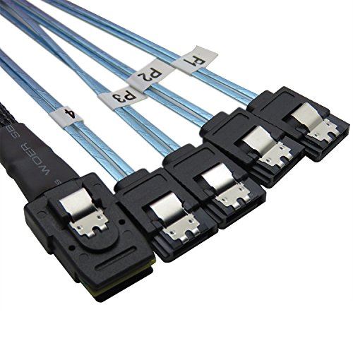 CableDeconn Mini SAS SATAϊ P[u Mini-SAS SFF-8087 36s to 4x SATA P[u b`t 0.75m 10gbps Mini-SAS SFF-8087 36s to 4x SATA 0.75M