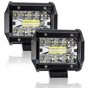 X-STYLE 60W LEDワークライト 作業灯 リフレクター ホワイト タイヤ灯 12V 24V兼用 6000K 高輝度 IP67 防水 車外灯 機械/自動車/トラック用品 汎用 車外灯 角型 2個セット