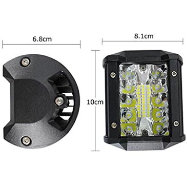 X-STYLE 60W LEDワークライト 作業灯 リフレクター ホワイト タイヤ灯 12V 24V兼用 6000K 高輝度 IP67 防水 車外灯 機械/自動車/トラック用品 汎用 車外灯 角型 2個セット