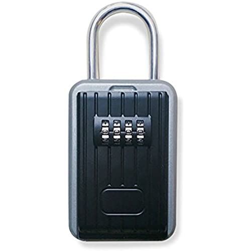 NUZAMASの不動産キーロックボックスセーフロックボックス10桁の組み合わせ安全なボールト - ポータブル屋外保管キー、共有とセキュリティキー - ドアハンドルまたはフェンスマウント