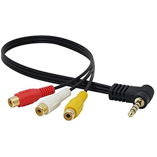 CERRXIAN 3.5mm 4極ミニプラグ（L型プラグ オス）からRCA（赤 白 黄）メスケーブル AVケーブル変換 AV入力変換ケーブル ステレオオーディオビデオAVアダプターケーブル HDTV MP3 MP4用（18 IN/50CM-黒）