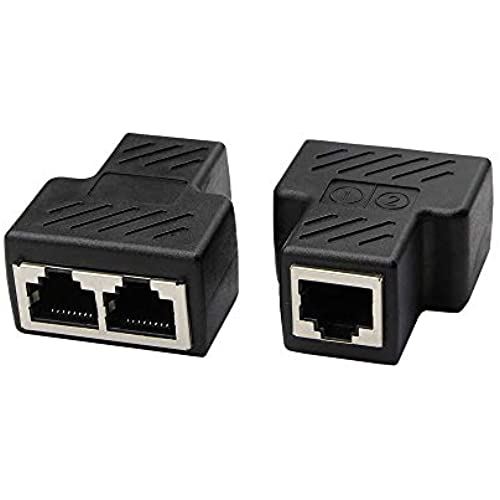 CERRXIAN RJ45ネットワークスプリッタアダプタ LANケーブル延長コネクタ LANイーサネットソケットコネクタアダプタ 二 股 分岐 コンパクト ギガビット タ プラグ 8P8C メス-メス アップグレードバージョンネットワークアダプタ1メス-2メス CAT5 / CAT6 (1ペア2本*2分岐)