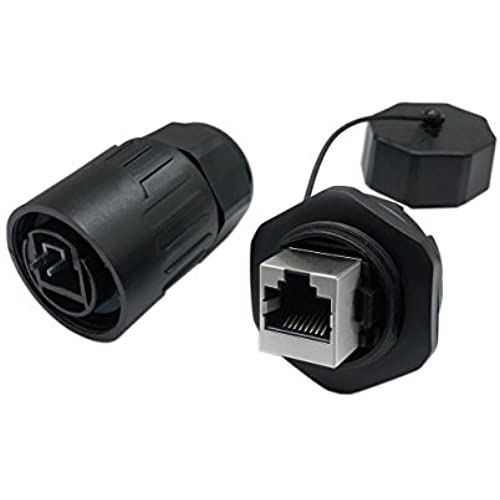 CERRXIAN RJ45メス - メスパネルマウント防水コネクタキャップ付き