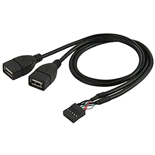 Cablecc 10ピンマザーボードメスヘッダーにCableccデュアルUSB 2.0メスアダプタケーブル50 cm