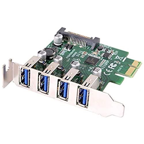 Cablecc Low Profile 4 Ports PCI-E to USB 3.0 HUB PCI Express Expansion Card Adapter 5Gbps for Motherboard