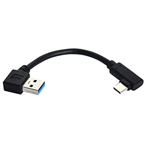 Cablecc 13cm USB 3.1 USB-C角度付き90度左角度付きUSB3.0ラップトップ、タブレット、電話用のオスデータケーブル