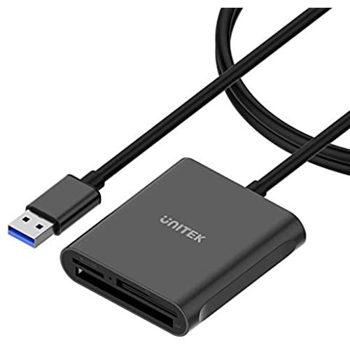 Unitek USBカードリーダー 3スロット USB 3.0コンパクトフラッシュカードリーダー 3枚同時読み取り アルミメモリーカードアダプター CF TF SDXC SDHC SD マイクロSDXC マイクロSD マイクロSD マイクロSDHC- 4FT (ブラック)