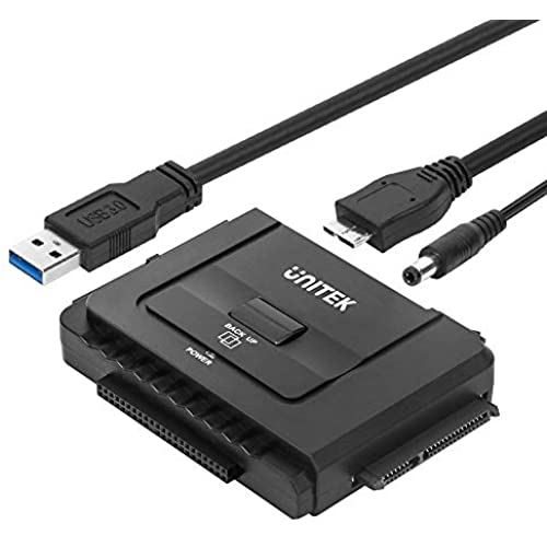 楽天MOAセレクトUnitek USB 3.0からIDEおよびSATAコンバーターへの外部ハードドライブアダプターキット、ユニバーサル2.5 / 3.5 HDD/SSDハードドライブディスク、ワンタッチバックアップ機能と復元ソフトウェア、12V / 2A電源アダプター付属