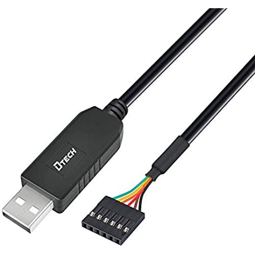 DTECH USB TTL VA ϊ P[u 5V 1m FTDI `bvZbg 6s 2.54mm sb` X RlN^ FT232RL USB UART VA Ro[^[ P[u Windows 10 8 7 Linux Mac