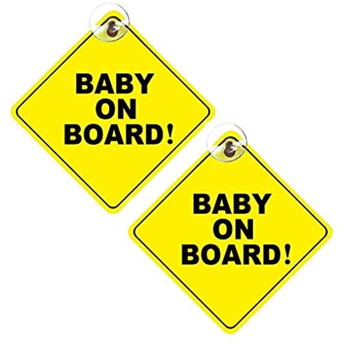 Baby on Boardサイン、2個の取り外し可能なキッズ安全警告Baby on Boardステッカーサイン、吸引カップ付き、ドライバー、車の耐熱性、フェードなし