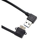 ViViSun USB 3.0変換ケーブル L型 タイプA オス-マイクロタイプB オス A-MicroB スーパースピードデータ5Gbps転送?同期充電ケーブル (右L) Black