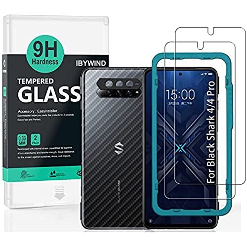 Ibywind ガラスフィルム Black Shark 4/4 Pro 用 強化 ガラス 保護 フィルム 2枚セット カメラレンズプロテ クター付き(金属材料) 背面保護フィルム付き 簡単装着キット付き