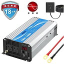 インバーター 正弦波 1200W DC12VをAC100Vに変換 コンバーター 55Hz 2.4AのUSBポート付き ACコンセント 2口 リモコンつき LED...