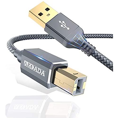 Akoada USB 2.0プリンタケーブル4.5m、USBタイプAプラグからBプラグプリンタケーブルには、HP、Canon、Dell、Epson、Lexmark、Xerox、Samsung、Scannerなどの高速互換性があります。