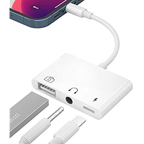 Phone USB カメラ アダプター 3in1 OTG対応 Phone USBハブ 3.5mm イヤホンジャック キーボード接続可 アプリ不要 デジカメの写真/ビデオ Phone/iPad 転送 カメラアダプタ Phone12/12 Pro/11/11 Pro/11 Pro Max/X/XR/XS/XS/SE/8/8plusなど iOS14対応