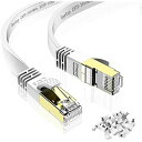 10m Veetop LANケーブル CAT8 カテゴリ8 フラット ケーブル WiFiケーブル 接続安定 難燃性 耐候性 鍍金コネクタ RJ45 爪折れ防止 超高速 最大40Gbps 2000MHz 26AWG ... White