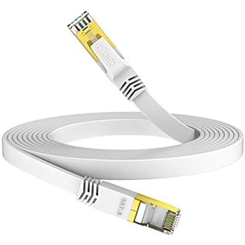 HiiPeak 3m CAT8 LANケーブル フラット カテゴリー8 ホワイト 超高速 40Gbps 2000MHz イーサネットケーブル RJ45コネクタ 金メッキ SFTP ツメ折れ防止 ルーター プリンター PS4 PS5 PC Mac XBoxに対応 白