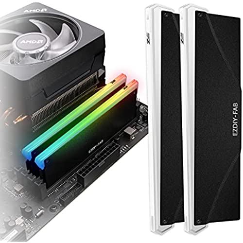 EZDIY-FAB 新しいバージョン RGB RAM 冷却 メモリヒートシンク アドレサブル RGB LED機能搭載 (デスクトップ オーバークロックPC用 メモリ)-黒い 2本1セット [PI061] 5V DDR ヒートシンク 5V DDR ヒートシンク- 2p