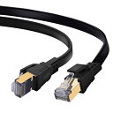 CAT8 LANケーブル フラット カテゴリー8 40Gbps 2000MHz 超高速インターネットケーブル RJ45 鍍金コネクタ イーサネットケーブル モデム ルータ PS3 PS4 Xbox等に対応 PROND (ブラック, 1.5m)