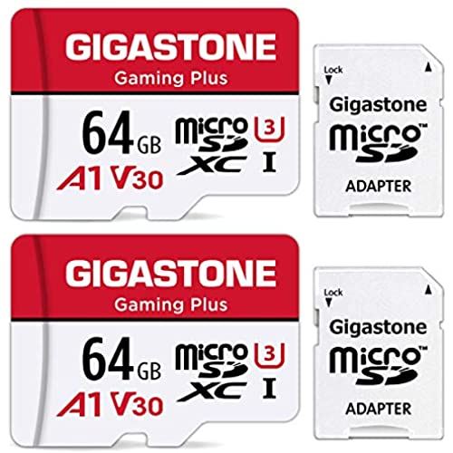 Gigastone Micro SD Card 64GB マイクロSDカード フルHD SDアダプタ付 adapter and case SDXC U1 C10 90MB/S Gopro アクションカメラ スポーツカメラ 高速 micro sd カード Class 10 UHS-I Full HD 動画 Gaming Plus 2-Pack 64GB 2-Pack