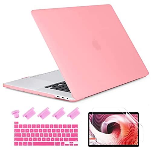 TwoL MacBook Pro 13 ケース A2238 M1/A2289/A2251/A2159/A1989/A1706, 薄型 軽量 耐衝撃 プラスチックハードカバー キーボードカバー(US英字) 液晶保護フィルム MacBook Pro 13 インチ Touch Bar搭載, ピンク
