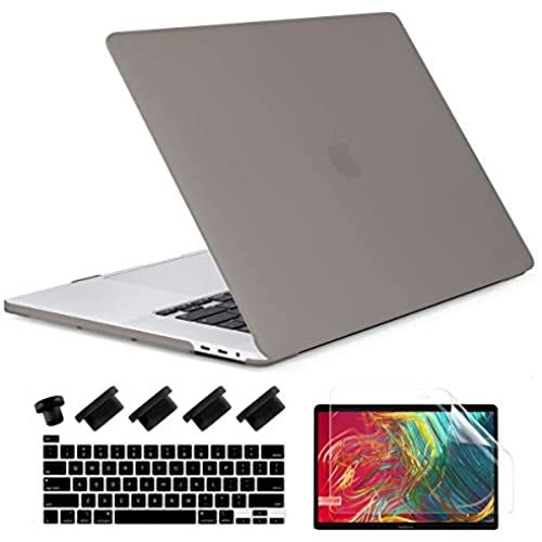 TwoL 2016 2017 2018 2019 2020 MacBook Pro 13 ケース (A2238 M1/A2289/A2251/A2159/A1989/A1706), プラスチックハードカバー キーボードカバー(US英字) 保護フィルム Mac Pro 13 インチ Touch ID搭載, グレー