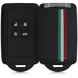 kwmobile 対応: Renault 4-ボタン 車のキー Smart Key (Keyless Go 対応機種のみ) ケース - シリコン キー保護 - 車 鍵 プロテクションイタリア旗デザイン イタリア旗 07-09-01