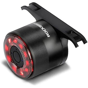 ROCKBROS(ロックブロス)自転車 テールライト 高輝度 ledライト リアライト マルチカラー アルミ合金 USB充電式 バッテリー残量表示 5点灯モード 夜間 補助灯 簡単取り付け