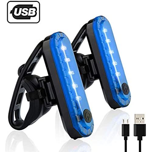 自転車 テールライト 2個セット USB充電LEDライト 防水点滅サイクルライト 4点灯モード セーフティーライト 夜間走行の視認性をアピール 簡単装着 (青)