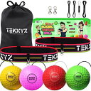 TEKXYZ ボクシング リフレックス ボール ファミリー パック、4 種類のボクシング ボール、ヘッドバンド付き、テニス ボールよりも柔らかく、リアクション、...