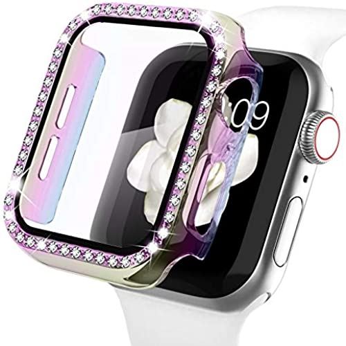 【2020最新版】WASPO コンパチブル iWatchケース 44mm 保護フィルム付き クリスタルダイヤ付き アップルウォッチカバー 女性専用 全面保護ケース(44mm Series se/6/5/4,玉虫色) 透明玉虫色--タルダイヤ付き 【2020最新版】WASPO コンパチブル iWatchケース 44mm 保護フィルム付き クリスタルダイヤ付き アップルウォッチカバー 女性専用 全面保護ケース(44mm Series se/6/5/4,玉虫色) 透明玉虫色--タルダイヤ付き