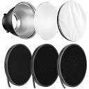 Soonpho 7インチ 標準リフレクターディフューザーランプシェードディッシュ 10° / 30° / 50° ハニカムグリッド付き ホワイト ソフトクロス ...