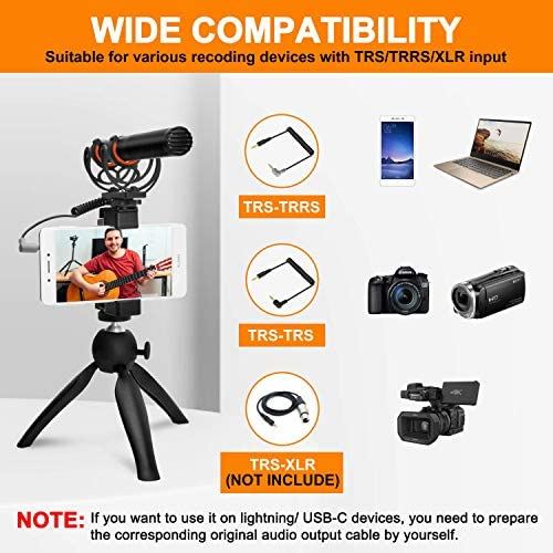 ビデオカメラ外付けマイクCOMICA CVM-VM20ショットガンマイク コンデンサーマイク カメラ/スマートフォンマイク 単一指向性マイク多機能 充電式マイクCanon Nikon Sony DSLRカメラなど用