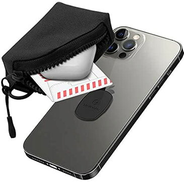 Sinjimoru キーリング付き小銭入れポーチ、ワイヤレス充電対応 iPhone Android スマホ着脱可能 カードケース メンズ レディース ... Black