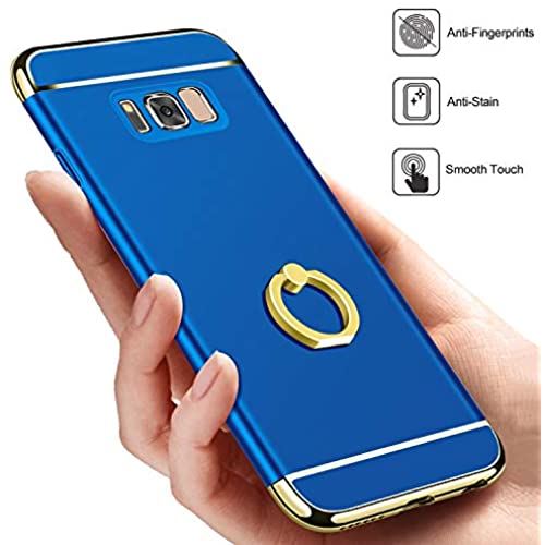 YULNCUZ Galaxy S20 PLUS ケース リング付き 衝撃吸収 3パーツ式 PC 携帯カバー 軽量 薄型 galaxy s20 plus カバー スタンド機能 360回転 スマホケース 耐衝撃 レンズ保護 ... 青