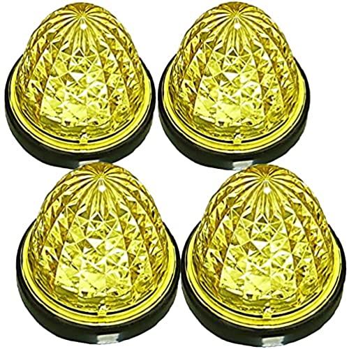 Customize（カスタマイズ） 24V トラック用 LED マーカーランプ サイド マーカー クリスタルカット仕様 16LED 汎用 イエロー/レッド/ホワイト/アンバー 各色 (4個, イエロー)