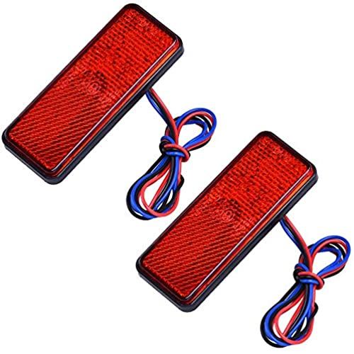 LED リフレクター LED 反射板 汎用 12v スモール ブレーキ ウインカー 連動可能 サイドマーカー 赤レンズ レッド発光 赤発光 レッドレンズ 角型 2個セット (赤レンズ/赤発光)