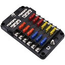 BlueFire 最新 12ウェイ 回路カーボート ヒューズボックス ホルダー 防水 LED警告ライト キット付き ATO ATC ブロックヒューズ ブレードヒ...