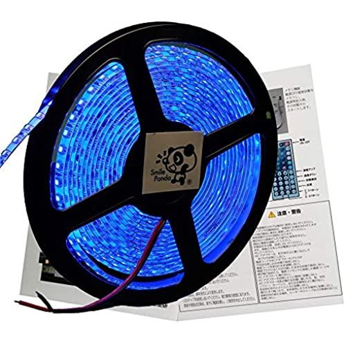 Smile Panda LEDテープライト 5m 防水 12V 青 ブルー 白ベース 高密度 2835 600連 太くて長い両端配線