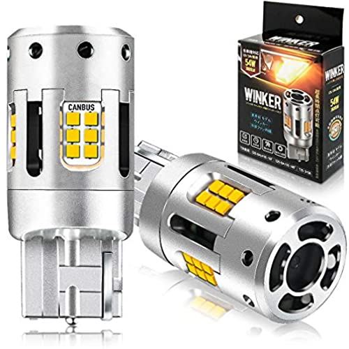 【令和最新 短かい型】Feison（フェイソン）超爆光 T20 シングル LED ウインカー ピンチ部違い(WX3X16D)兼用 冷却ファン付き ハイフラ防止抵抗内蔵 アンバー/オレンジ ヘッドライト級1919 CSP ...