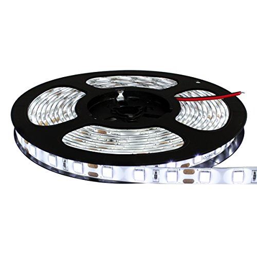 【テープ単体】 12V 両端子 5メートル 5054SMD 防水LEDテープライト LEDイルミネーション (白色/白ベース)