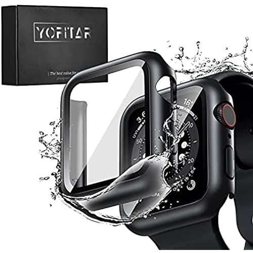 【最新防水設計】YOFITAR Apple Watch 用 防水ケース series6/SE/5/4 40mm アップルウォッチ保護カバー ガラスフィルム 一体型 PC素材 全面保護 超薄型 装着簡単 耐衝撃 高透過率