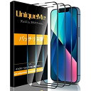 【3枚セット】 UniqueMe iPhone 13 Mini 用 全面保護フィルム ガラスフィルム さらさら 9H硬度 全面 保護 フィルム 防塵デザイン 耐衝撃性 高透過率 撥油性 指紋防止