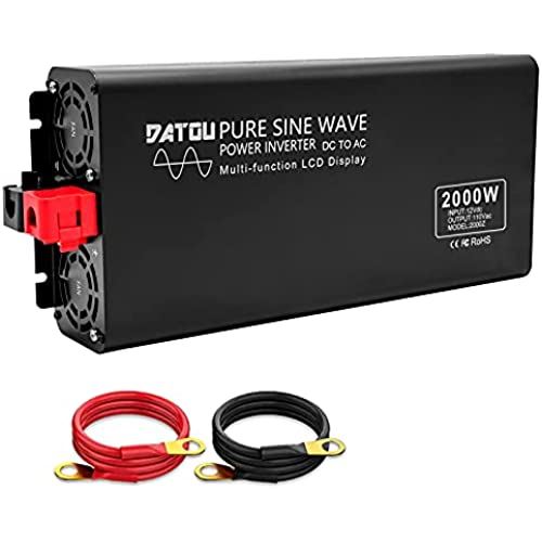 DATOUBOSS 純正弦波 インバーター カーインバーター 2000W 12V（直流）を100V/110V（交流）に変換 瞬間最大4000W 50Hz/60Hz LCD液晶ディスプレイ 太陽光発電 防災用品