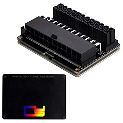 Cablecc ATX24ピンメスから24ピンオス90度アダプタメインボードマザーボード、RGB Led for Desktops PC Supply