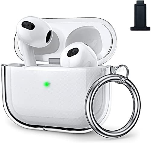 【2021発売】AirPods 3 ケース MRAIN-H AirPods 3世代 カバー ソフトTPU素材 フロントLED可視 ワイヤレス充電対応 AirPods 3 保護ケース カラビナ付き 耐衝撃 キズ防止