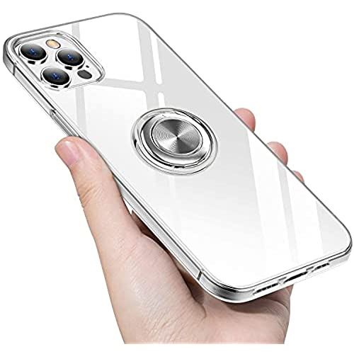 iPhone 13 Pro Max 用 ケース リング クリア 透明 TPU シリコン 耐衝撃 薄型 スタンド機能 360回転 落下防止 車載ホルダー ストラップホール 一体型 iPhone 13 Pro Max