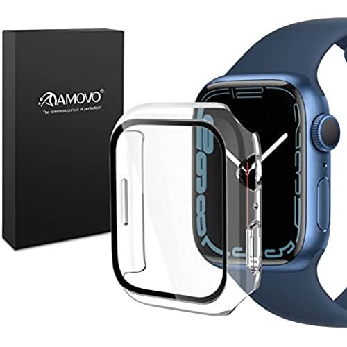 『タッチ感度アップ改善』 AMOVO Apple Watch Series 7 用 41mm カバー 高感度 オリジナル改良 薄手 一体感アップ Series 7 41mm ケース 日本旭硝子材 アップルウォッチ7 用 ... 41mm1個 Clear