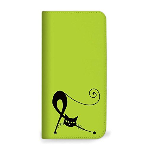 iPhone7 ケース 手帳型 ベルトなし ネコ ねこ 猫 グリーン (249) NB-0149-GR/iPhone7 グリーン(ベルトなし)
