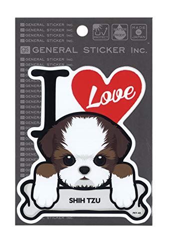ゼネラルステッカー I LOVE DOG SHIH TZU シーズー ビニールステッカー 1枚入り PET-043 2